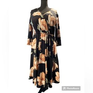 Always Indigo Plus Size Women's Dress Soft Knit Surplice neckline with Side Tie